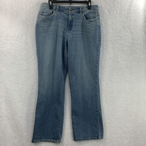 Vtg Talbots Womens Jeans Bootcut 12P Blue Mid Rise Stretch Pants Denim - Picture 9 of 11